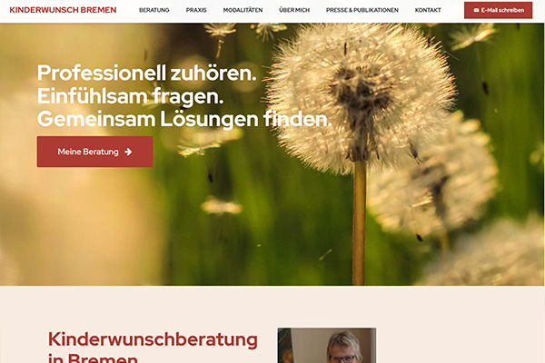 Screenshot Website Kinderwunschberatung Bremen